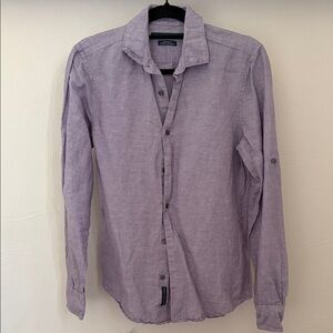 Perry Ellis Men's Lavender Long-Sleeve Button-Down Shirt